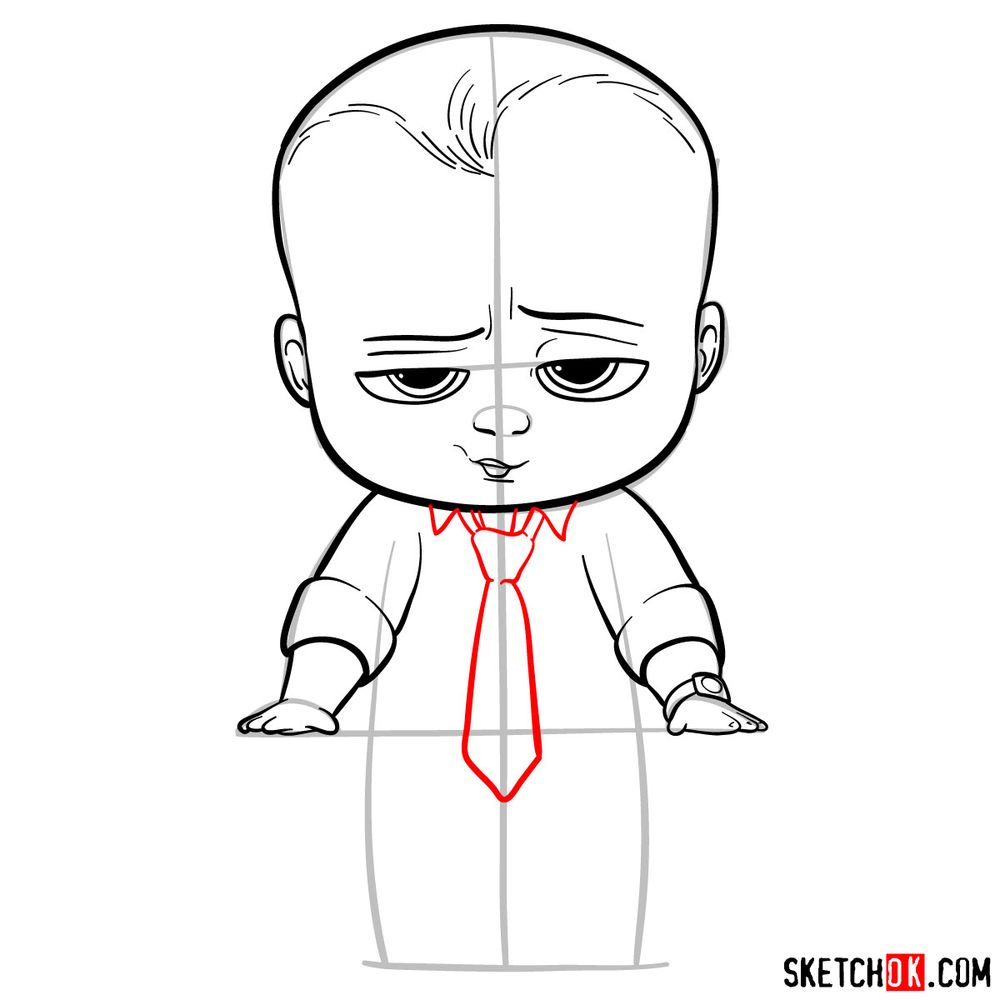 How to draw The Boss Baby - step 09