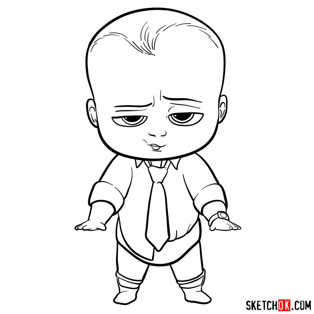 How to draw The Boss Baby - step 14