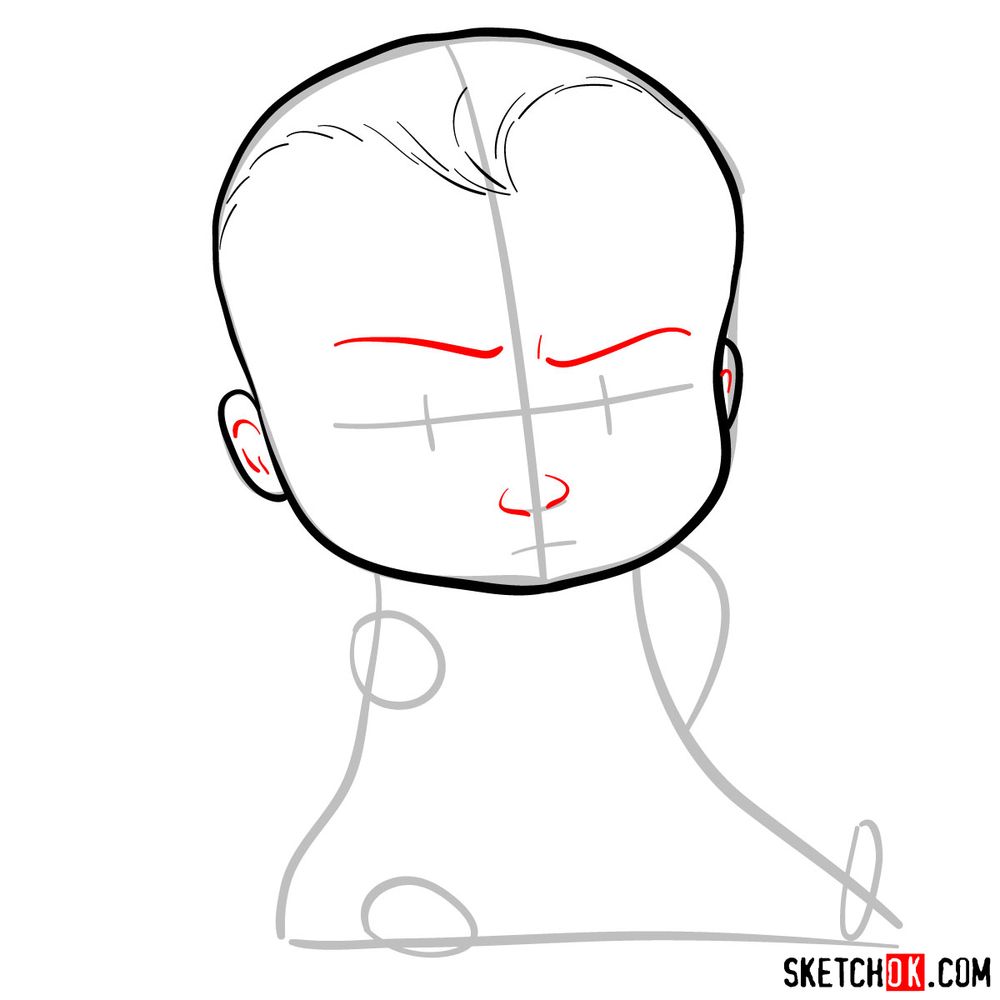 How to draw the Boss Baby in a formal suit - step 05