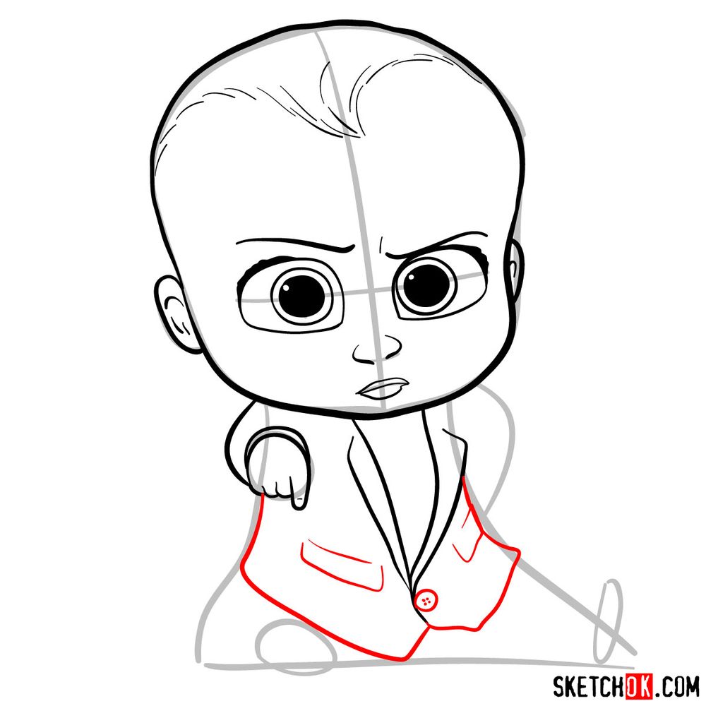 How to draw the Boss Baby in a formal suit - step 09