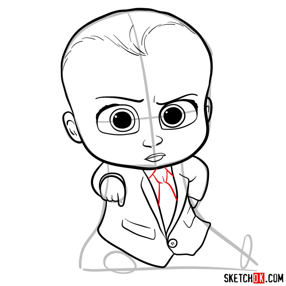 How to draw the Boss Baby in a formal suit - step 11