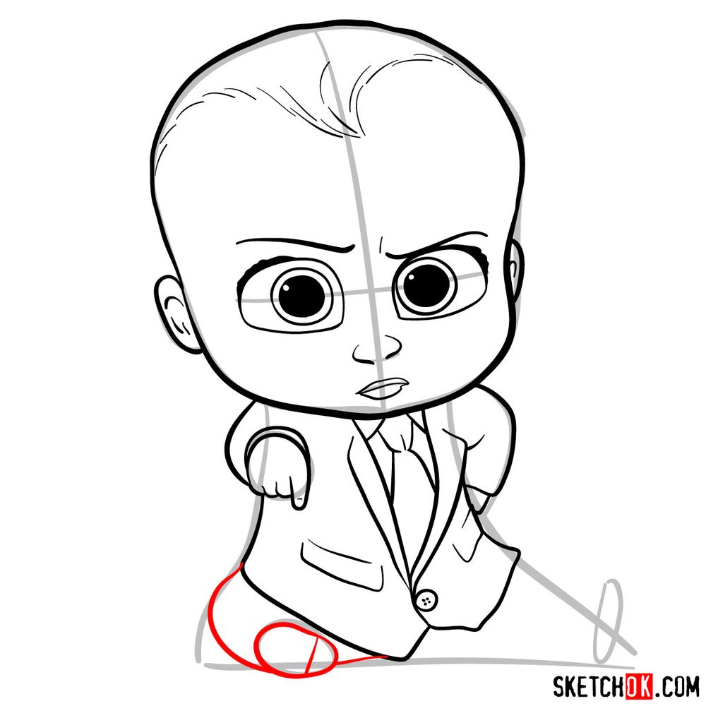 How to draw the Boss Baby in a formal suit - step 12
