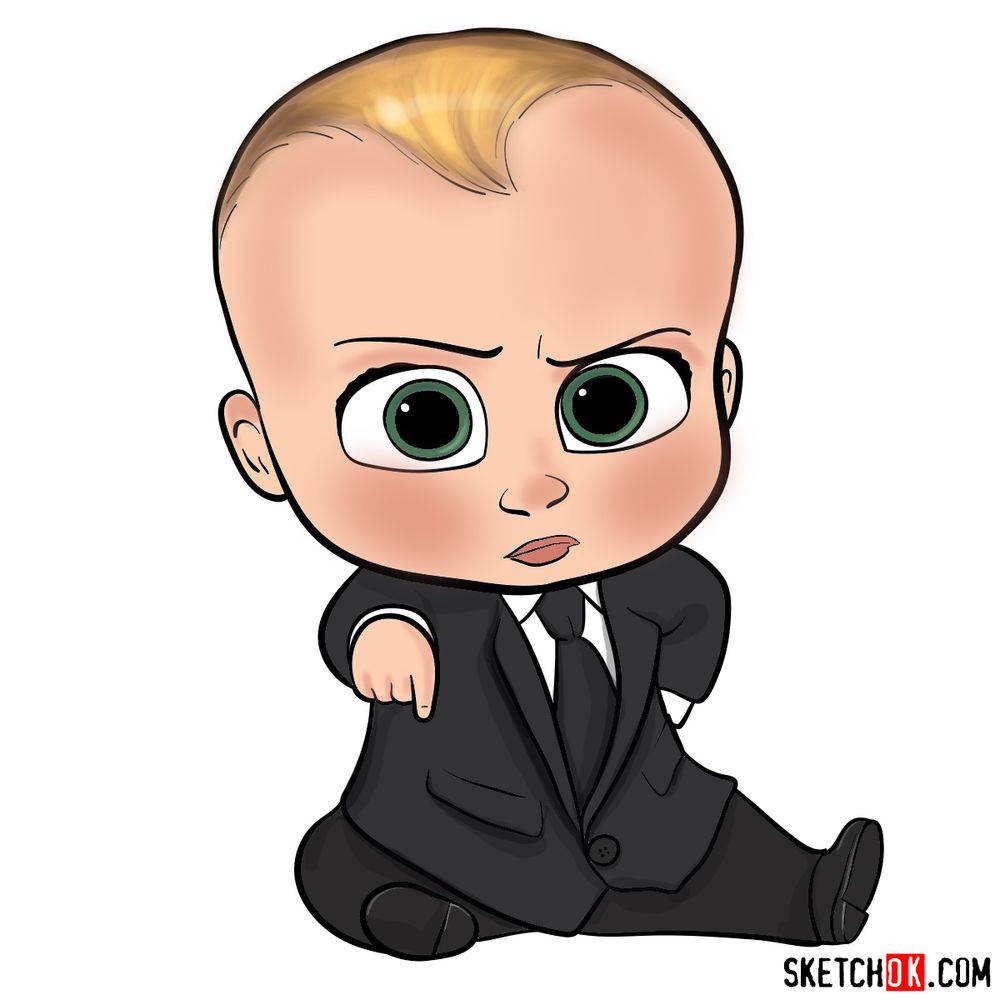 How to draw the Boss Baby in a formal suit