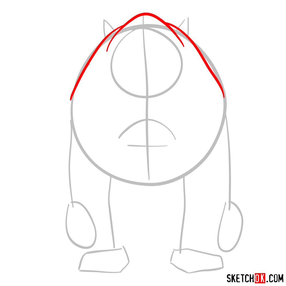How to draw Mike Wazowski - step 03