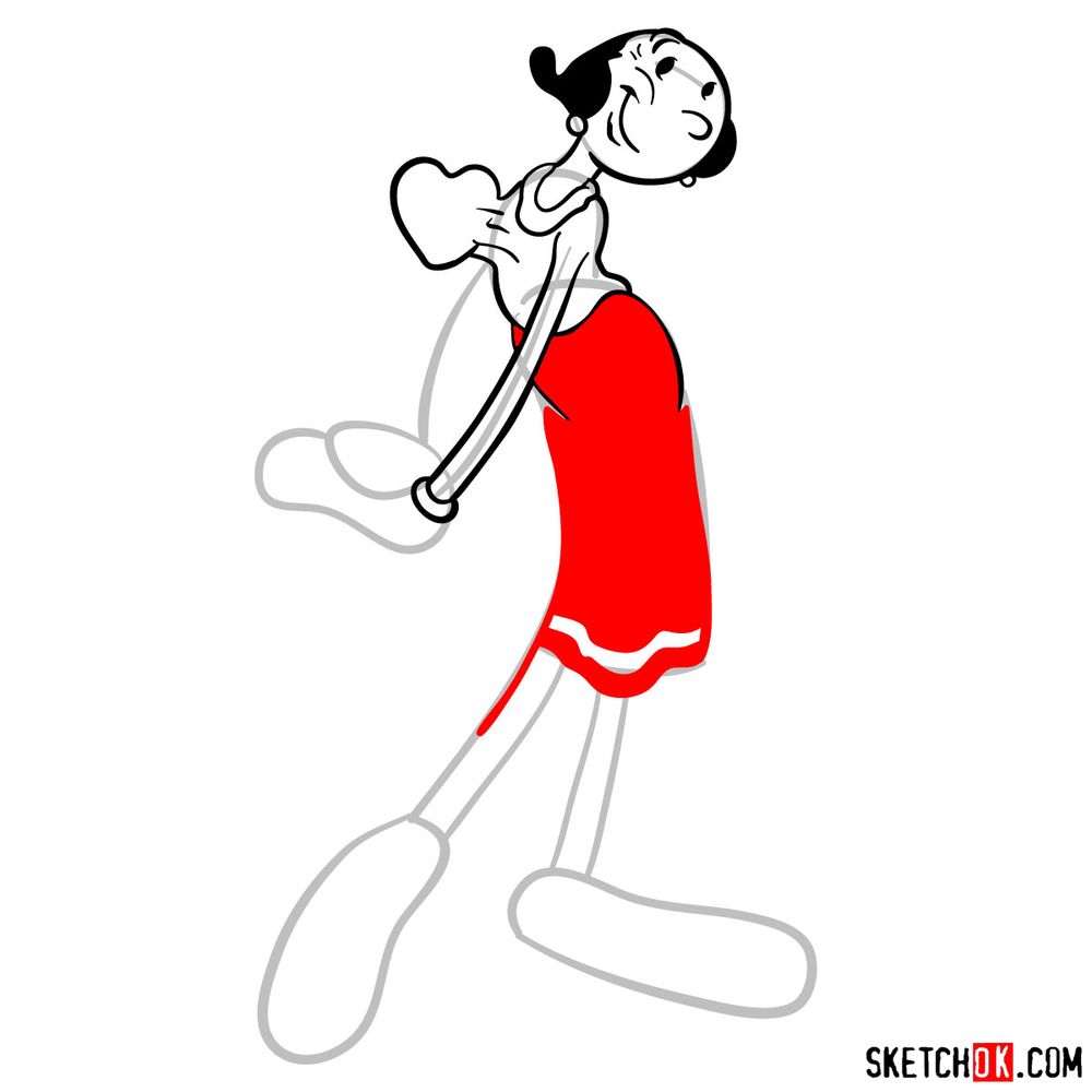 How to draw Olive Oyl - step 10