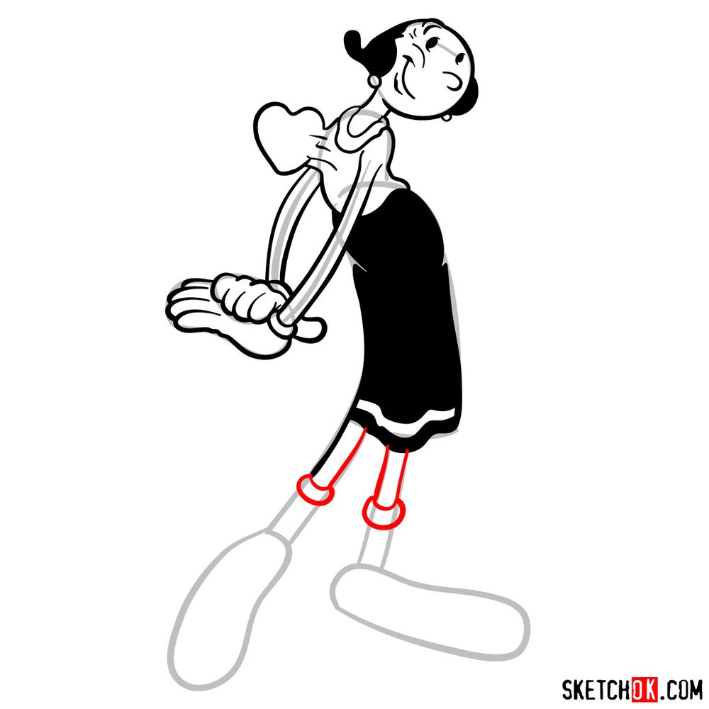 How to draw Olive Oyl - step 13