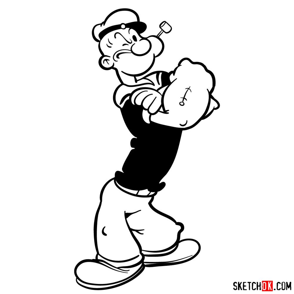 How to draw Popeye the Sailor