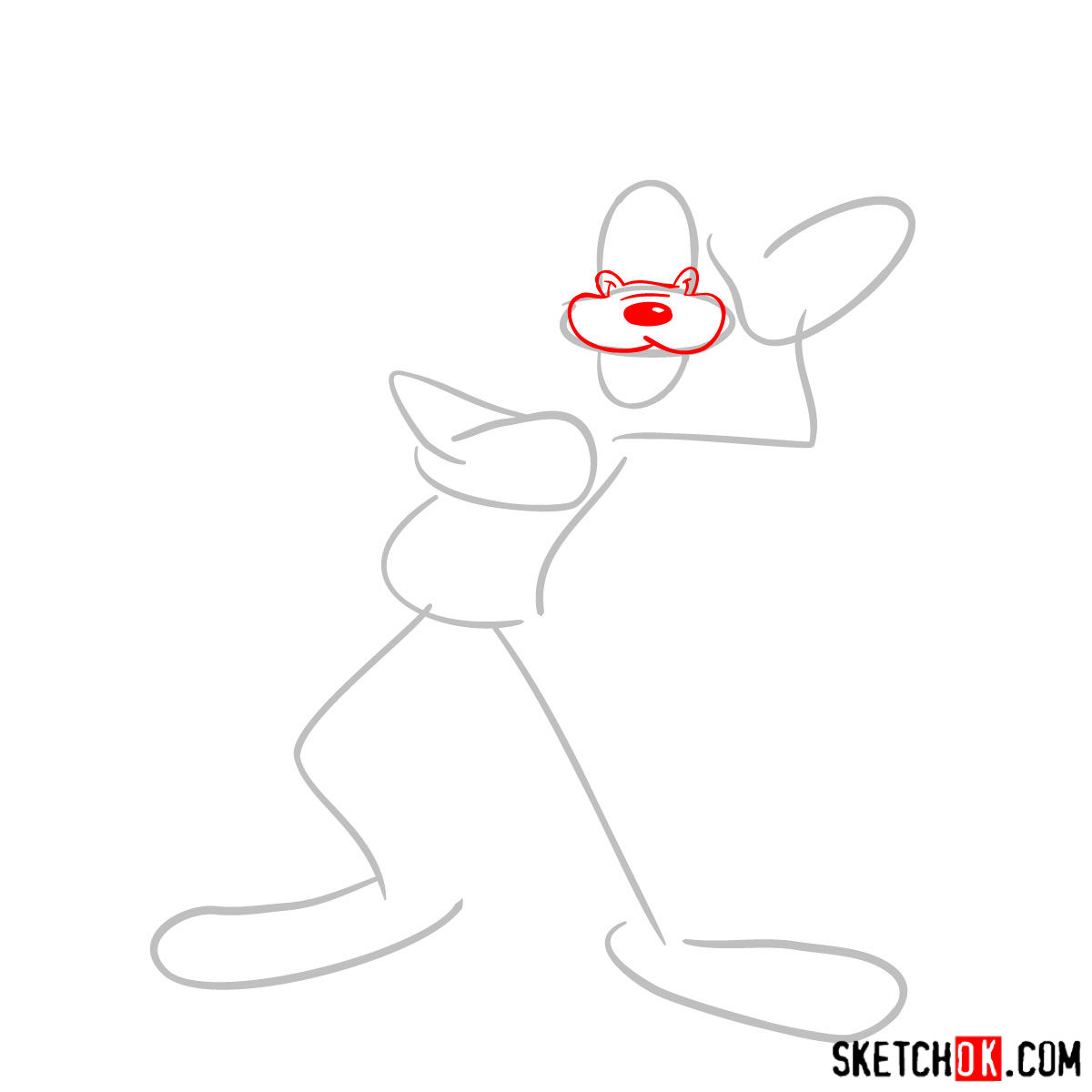 How to draw Goofy - step 02