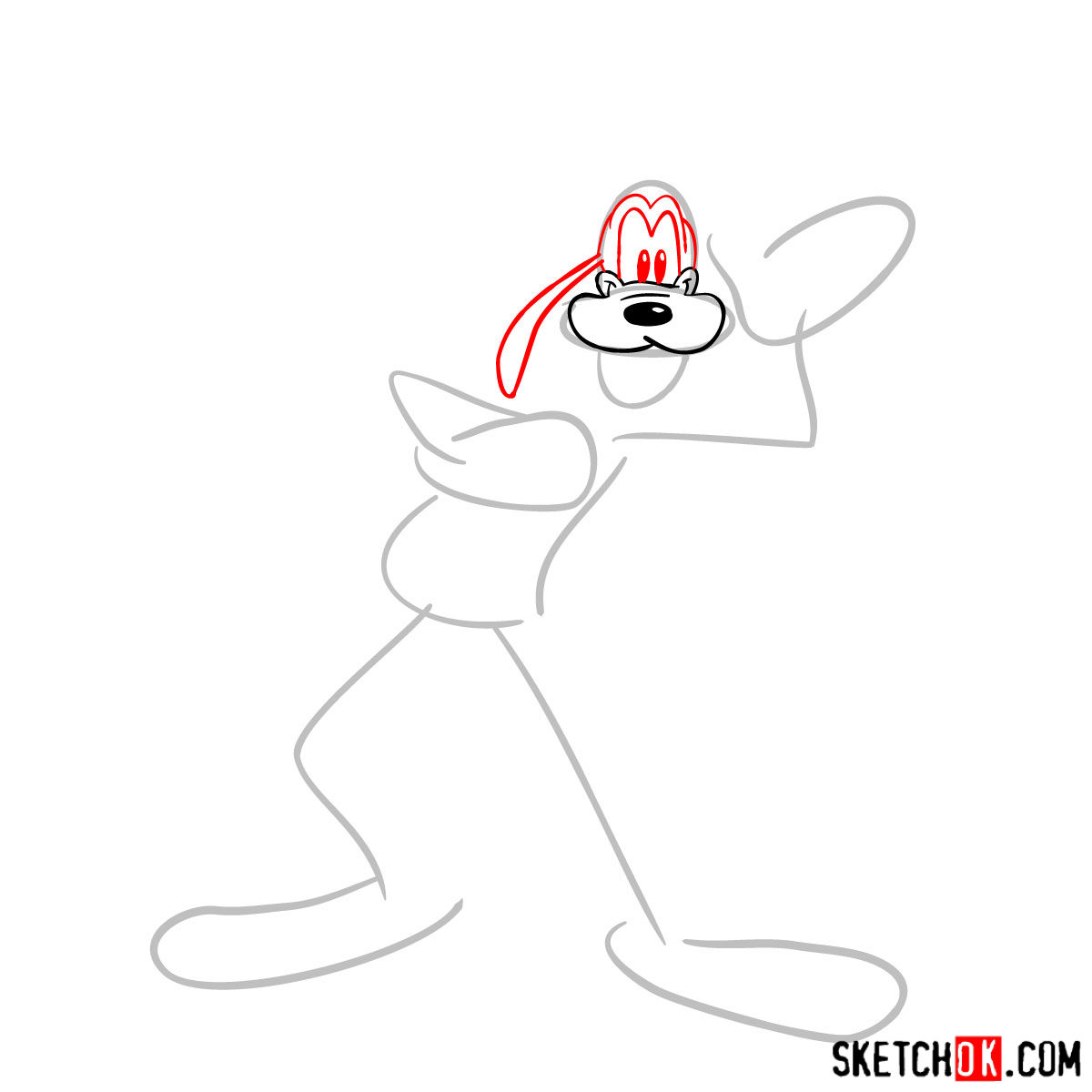 How to draw Goofy - step 03