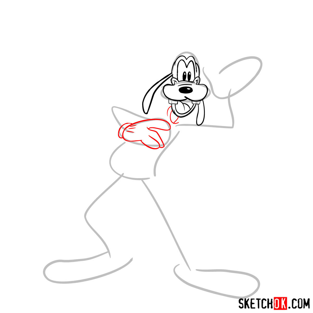 How to draw Goofy - step 05