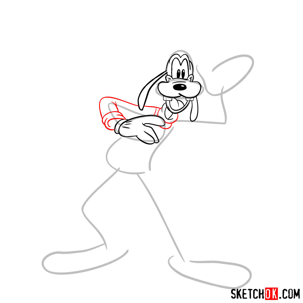 How to draw Goofy - step 06