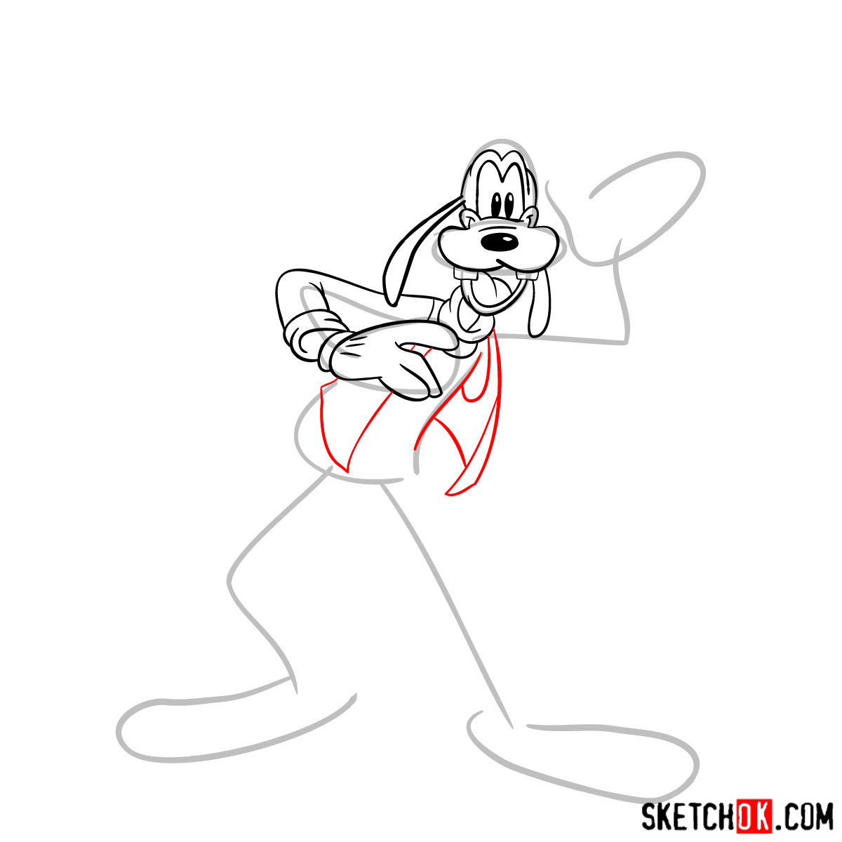 How to draw Goofy - step 07