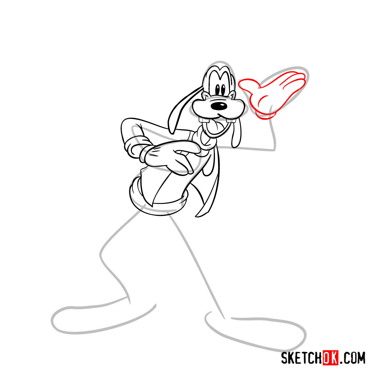 How to draw Goofy - step 09