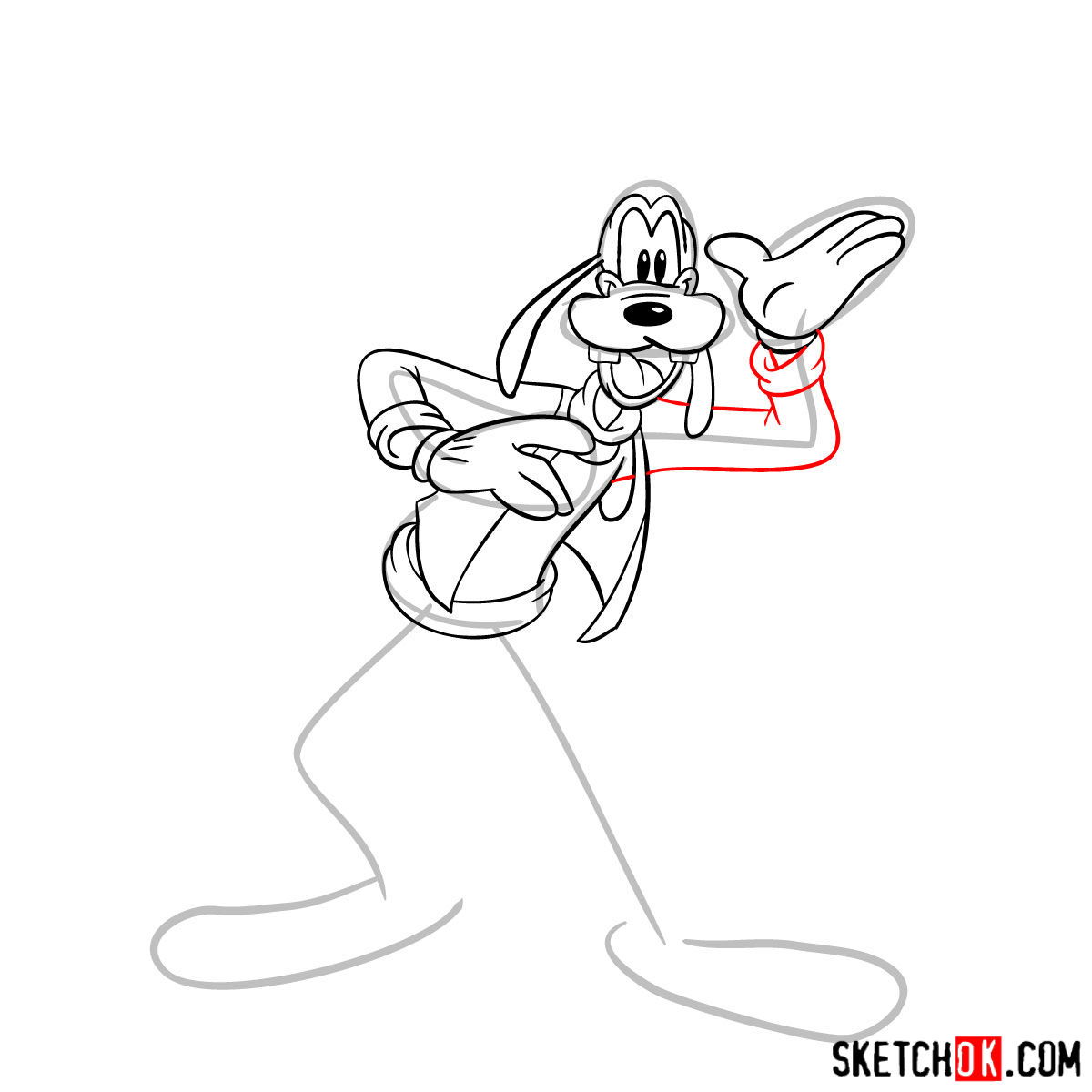 How to draw Goofy - step 10