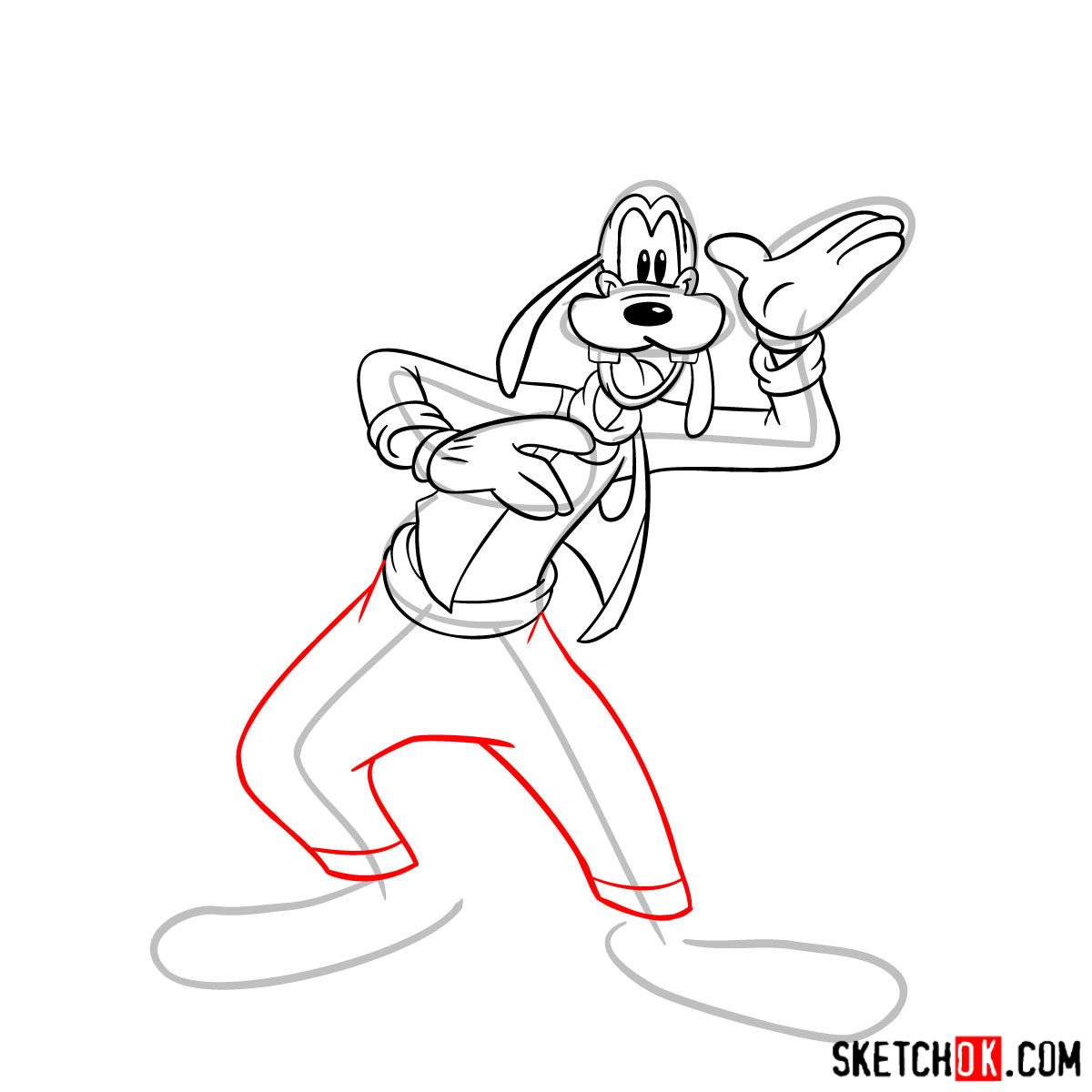 How to draw Goofy - step 11