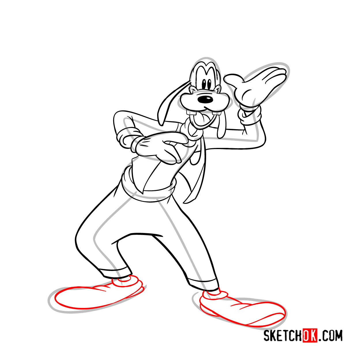 How to draw Goofy - step 12