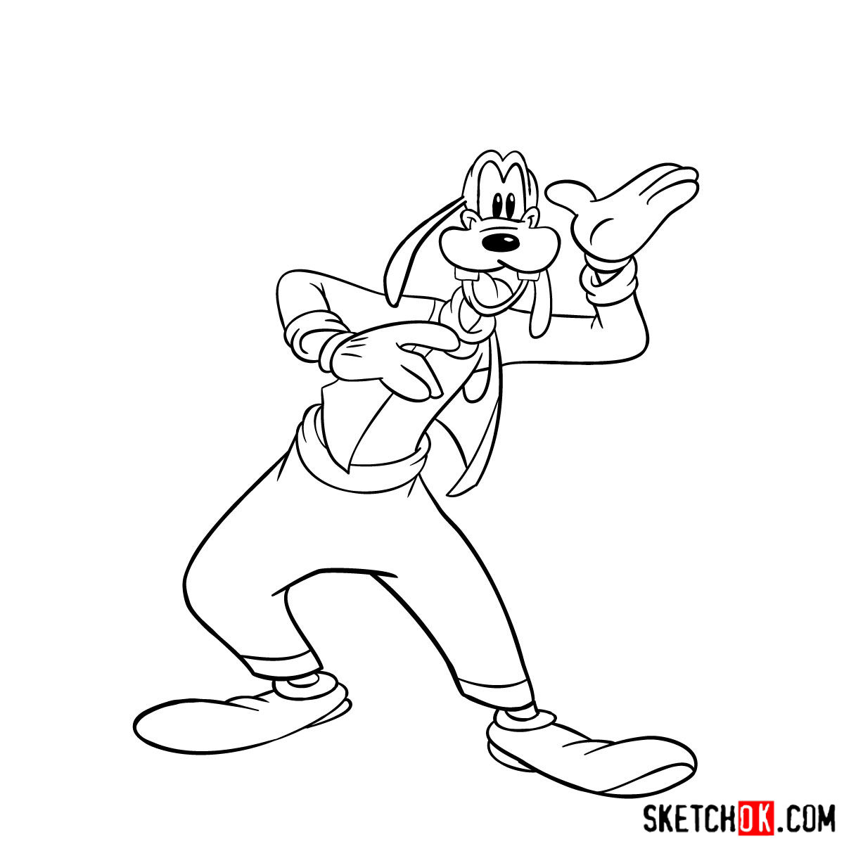 How to draw Goofy - step 13