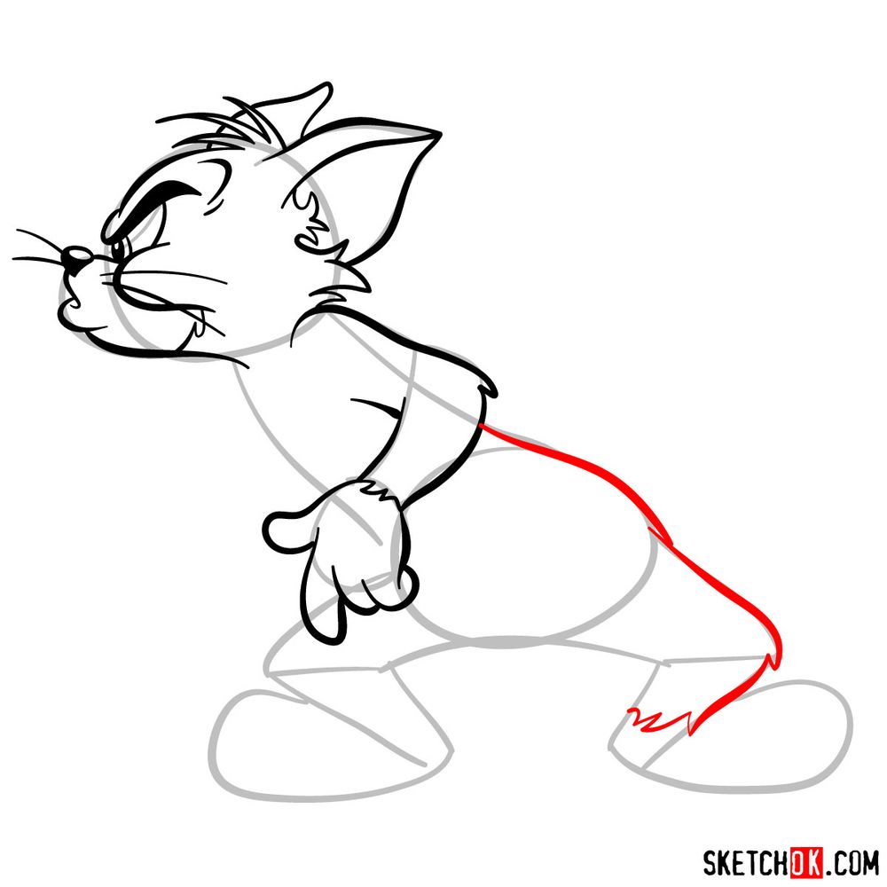 How to draw angry Tom - Tom and Jerry - Sketchok easy drawing guides