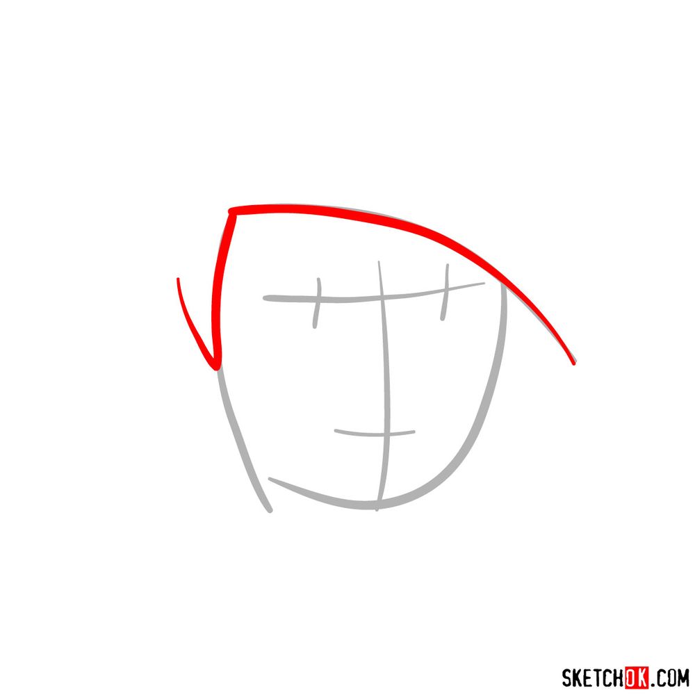 How to draw Kim Possible's face - step 02