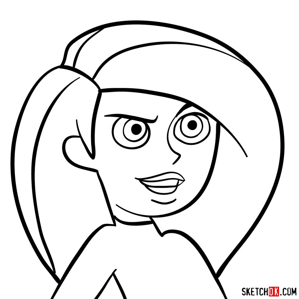 How to draw Kim Possible's face - Sketchok easy drawing guides