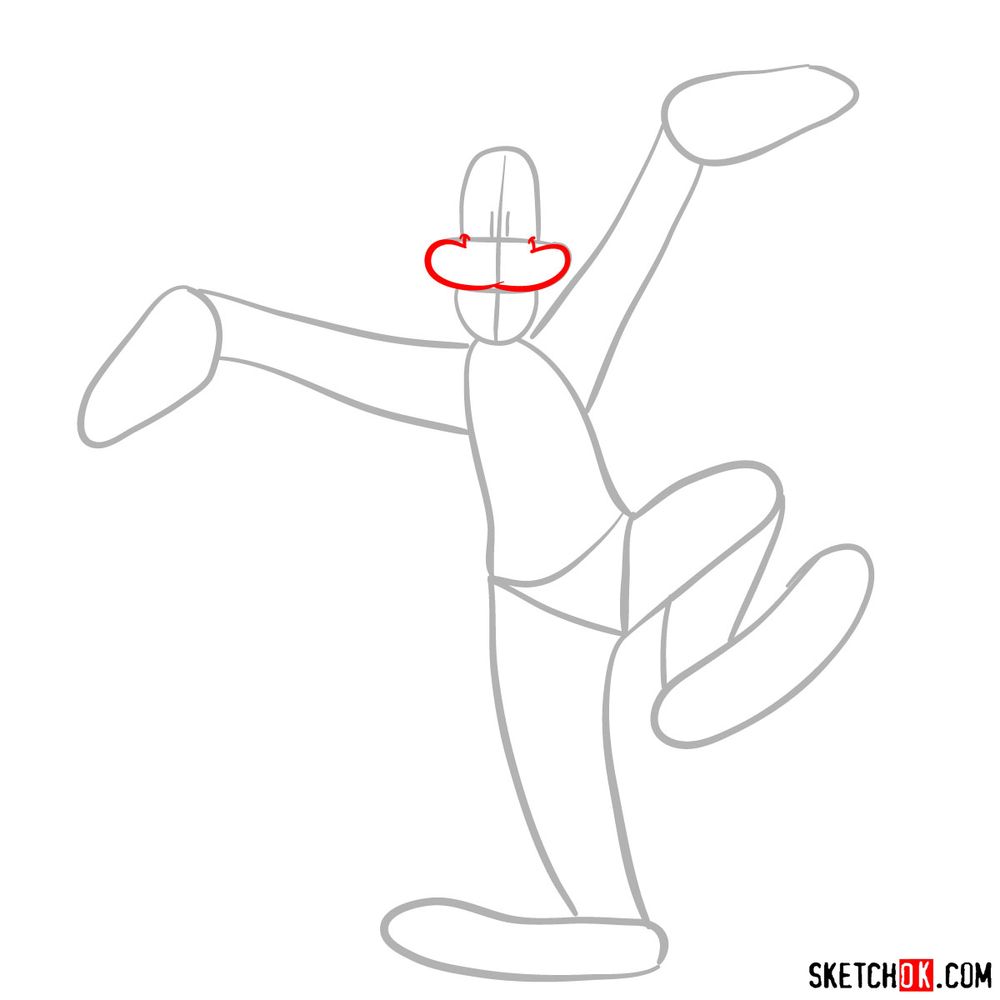 Draw happy Goofy step-by-step - step 03