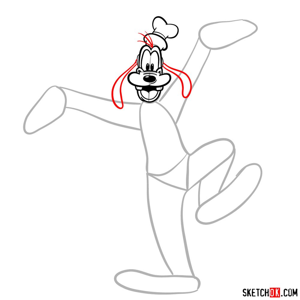 Draw happy Goofy step-by-step - step 08