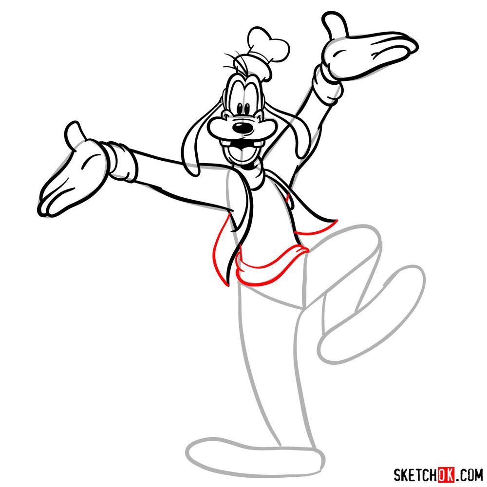 Draw happy Goofy step-by-step - step 13