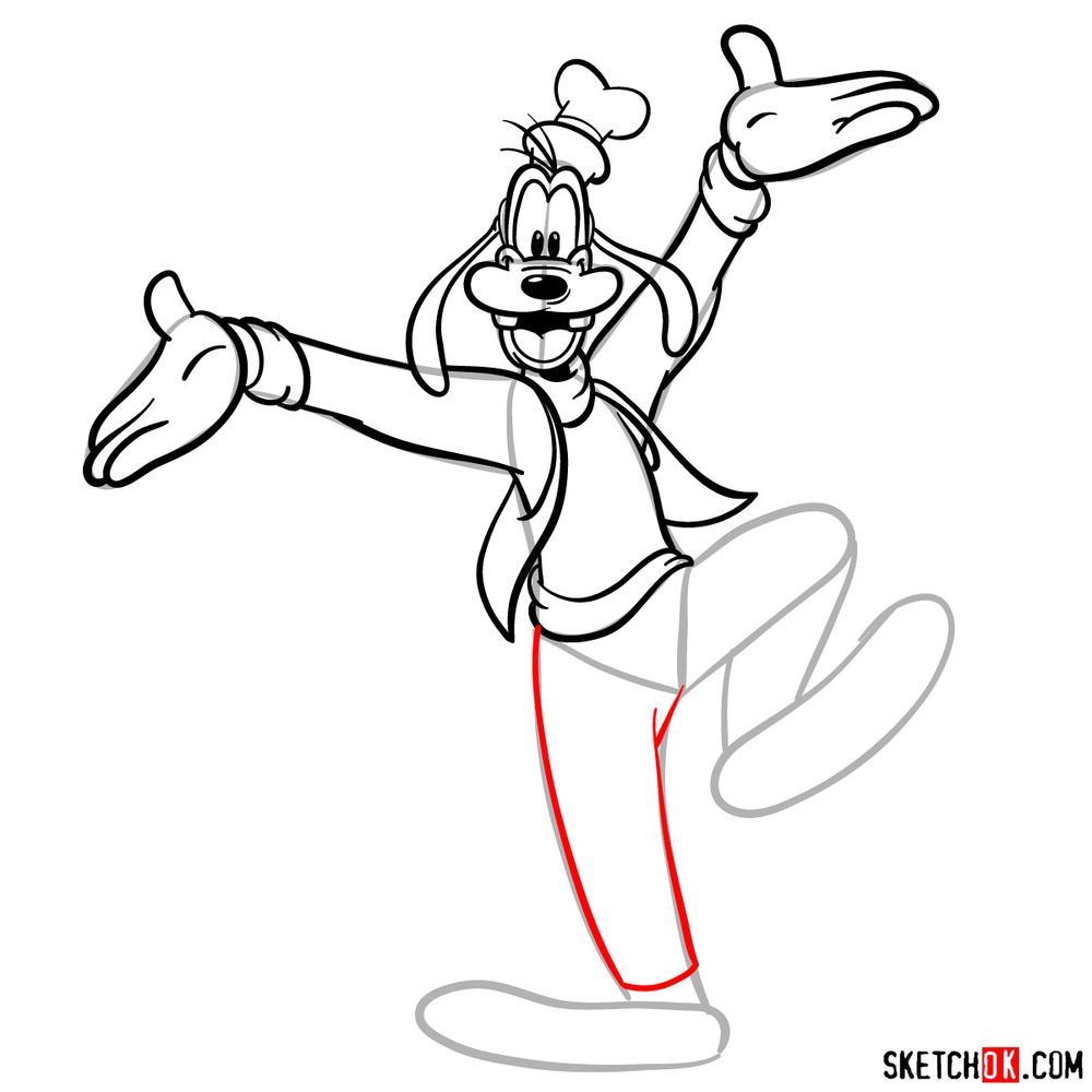 Draw happy Goofy step-by-step - step 14