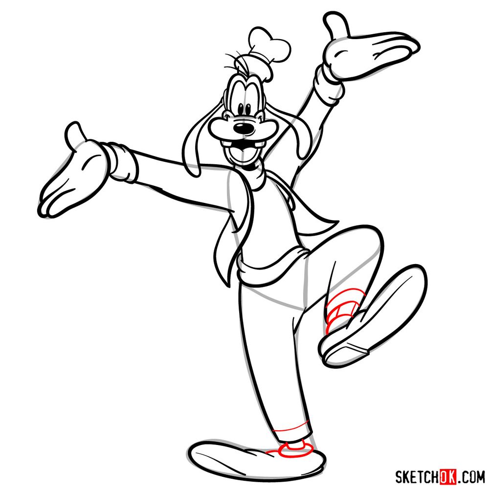 Draw happy Goofy step-by-step - step 16