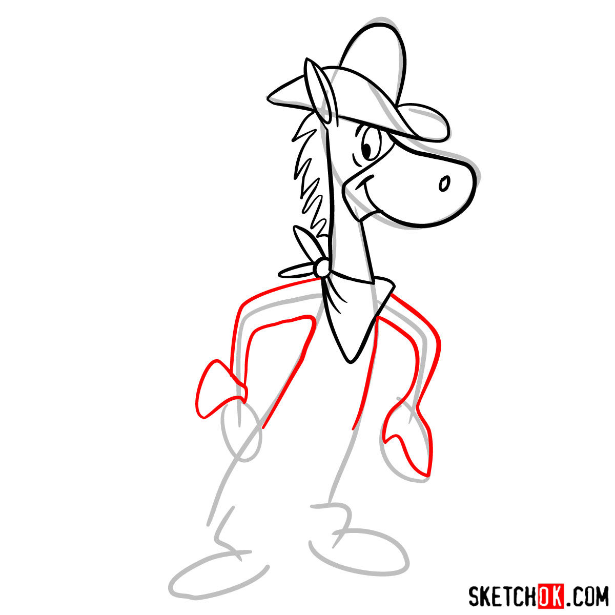 How to draw Quick Draw McGraw -  step 06
