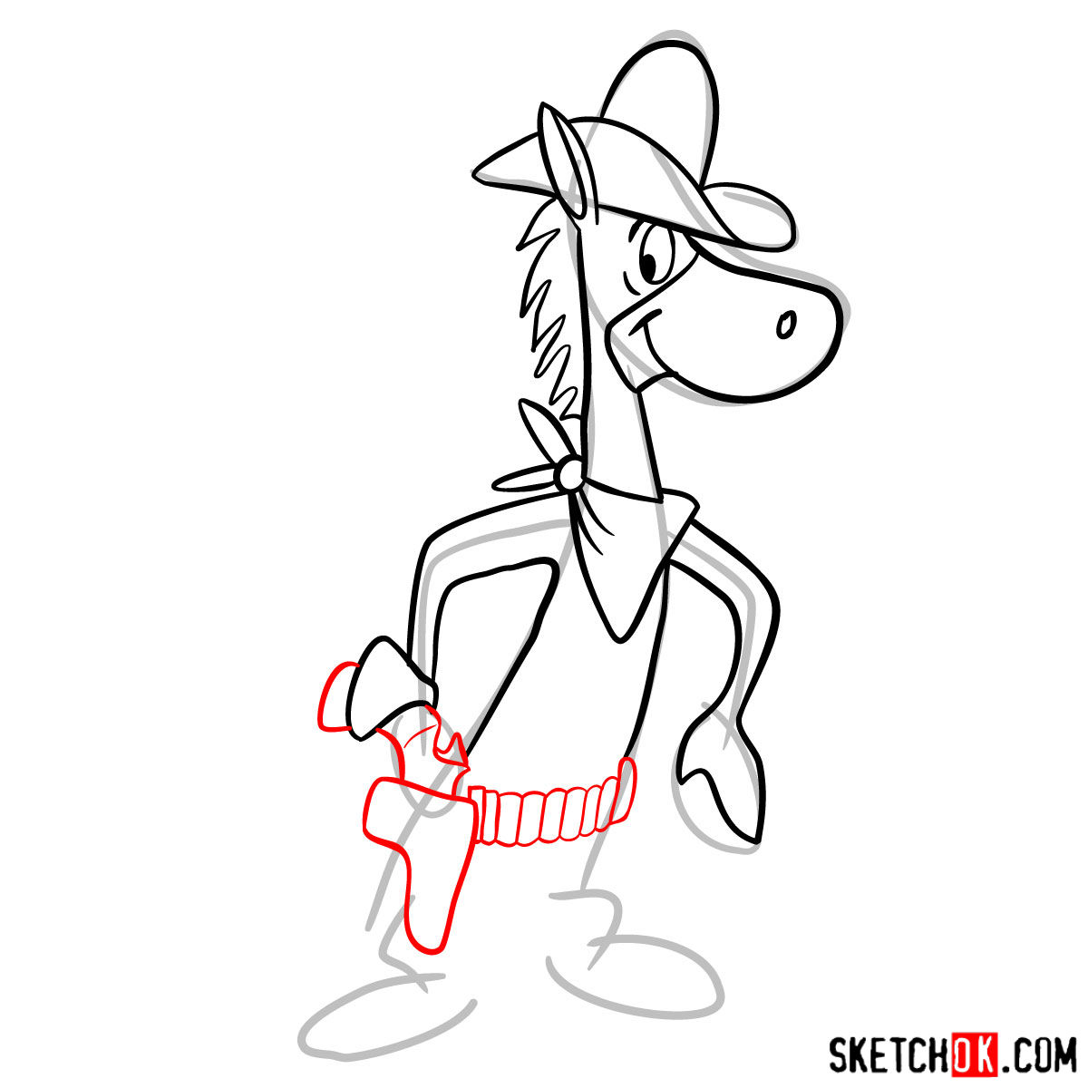 How to draw Quick Draw McGraw - step 07