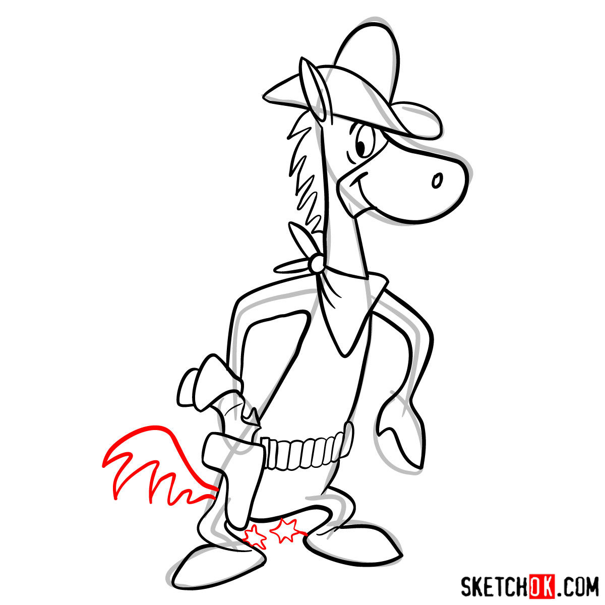 How to draw Quick Draw McGraw - step 10