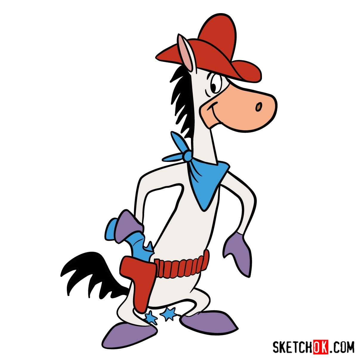 How to draw Quick Draw McGraw