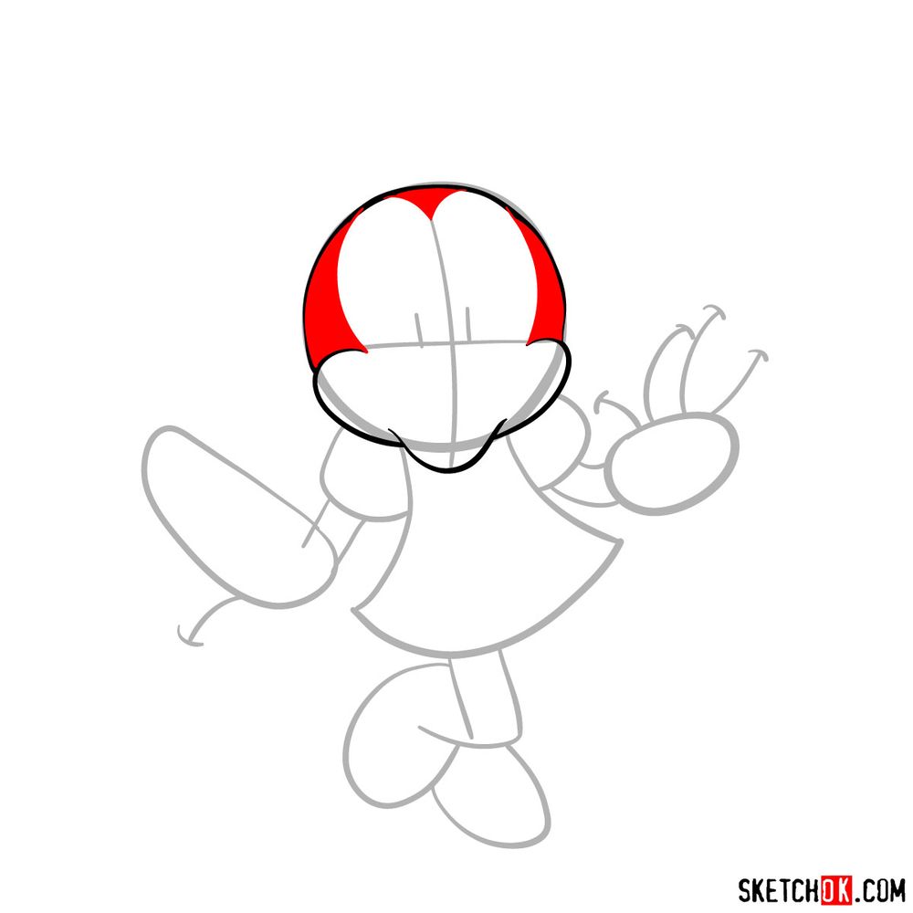 How to draw dancing Minnie Mouse - step 05