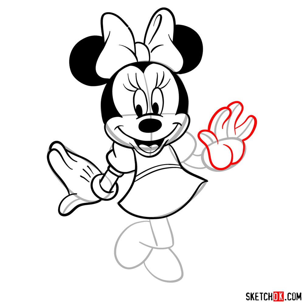 how to draw minnie mouse body