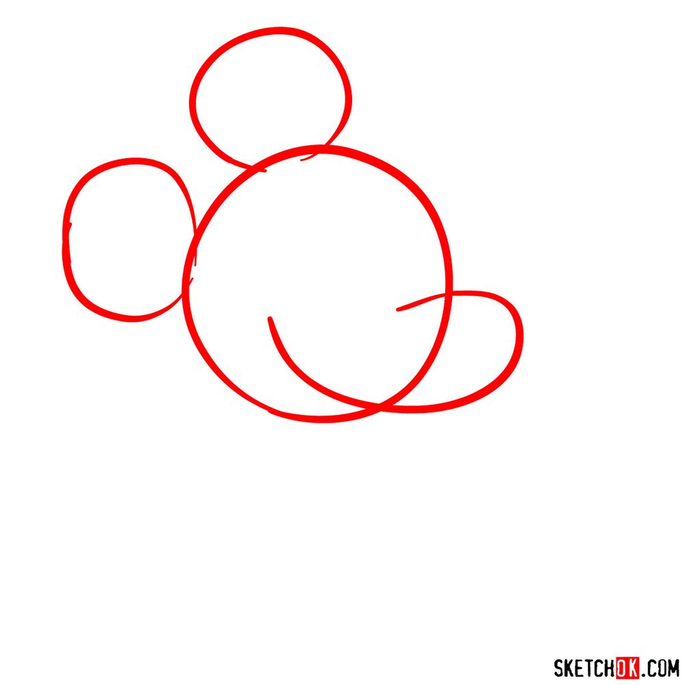 How to draw Mickey Mouse classic style - step 01
