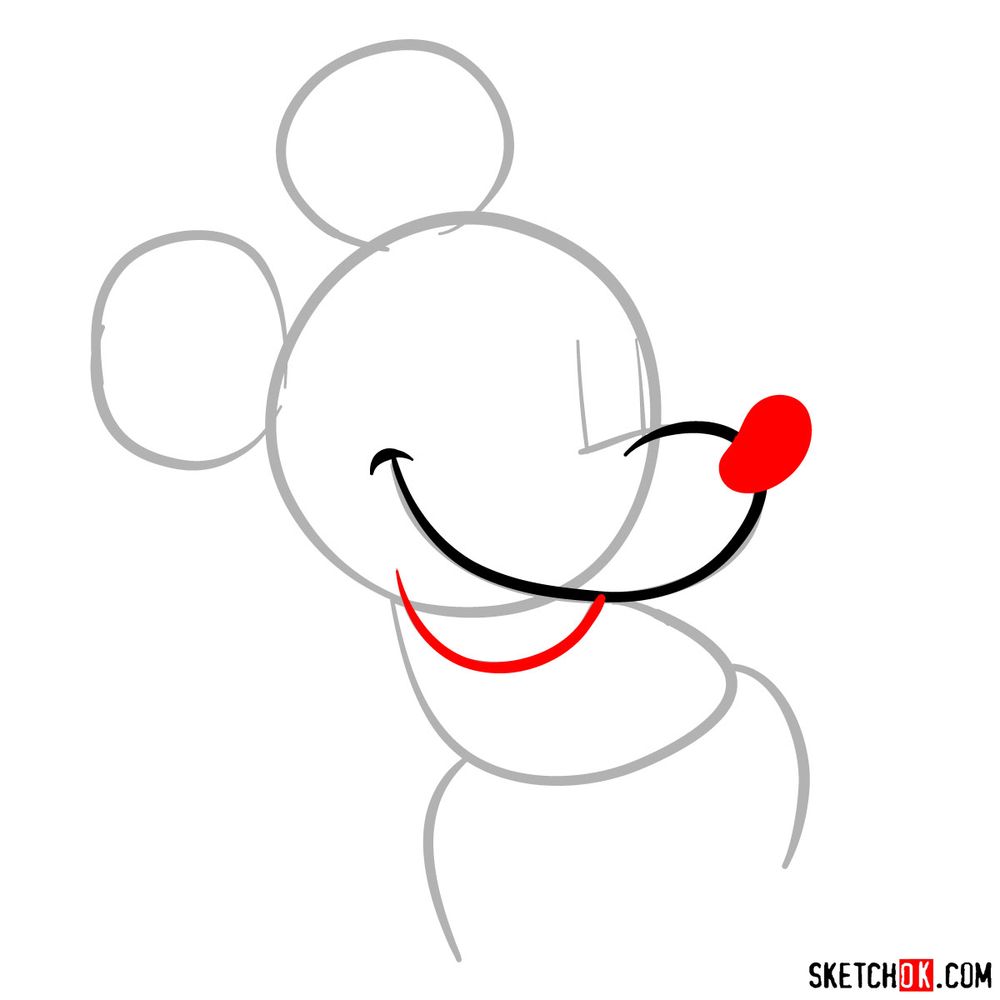 How to draw Mickey Mouse classic style - step 04