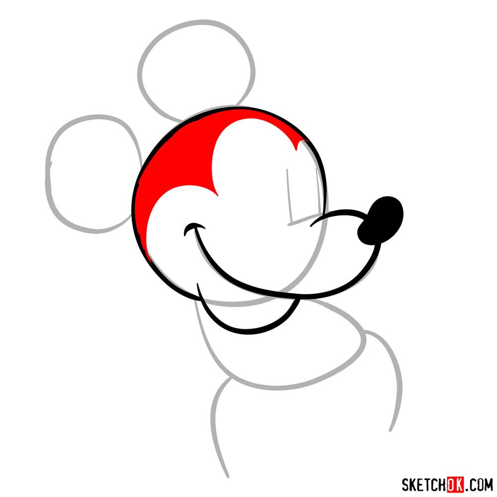 How to draw Mickey Mouse classic style - step 06