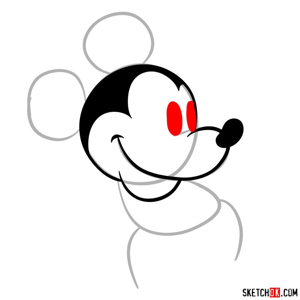 How to draw Mickey Mouse classic style - step 07