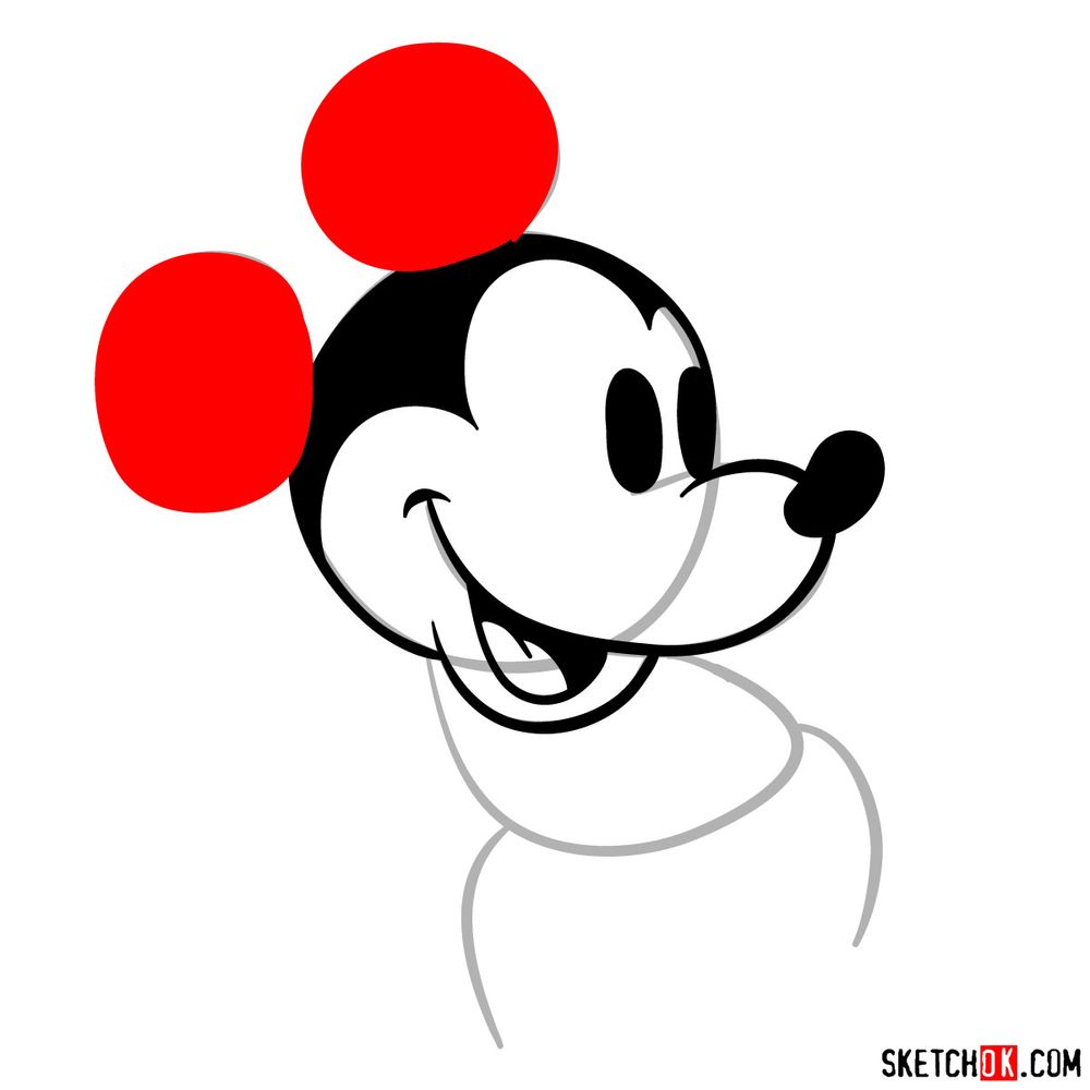 How to draw Mickey Mouse classic style - step 09