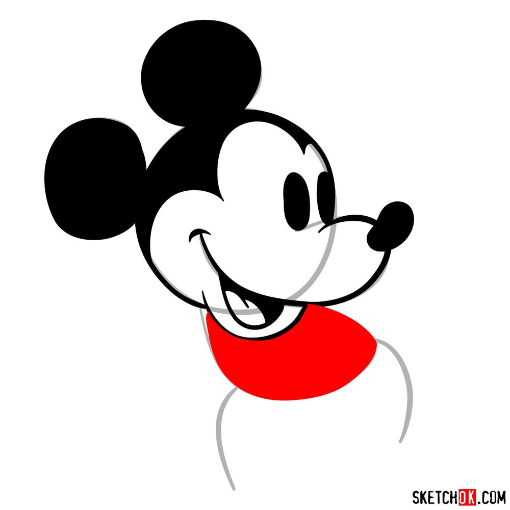 How to draw Mickey Mouse classic style - step 10