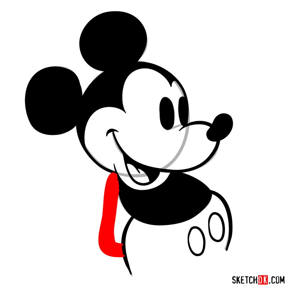 How to draw Mickey Mouse classic style - step 12