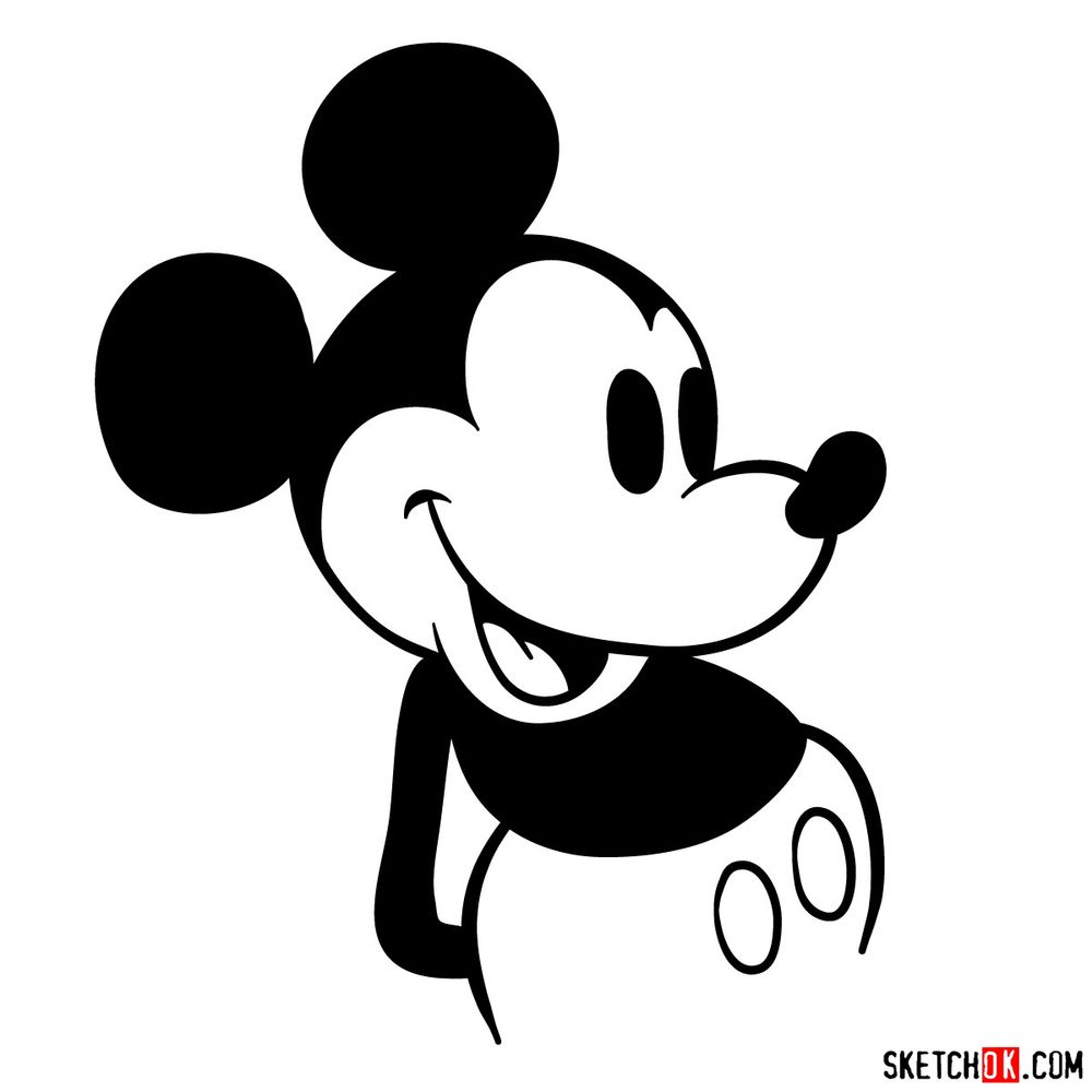 How to draw Mickey Mouse classic style
