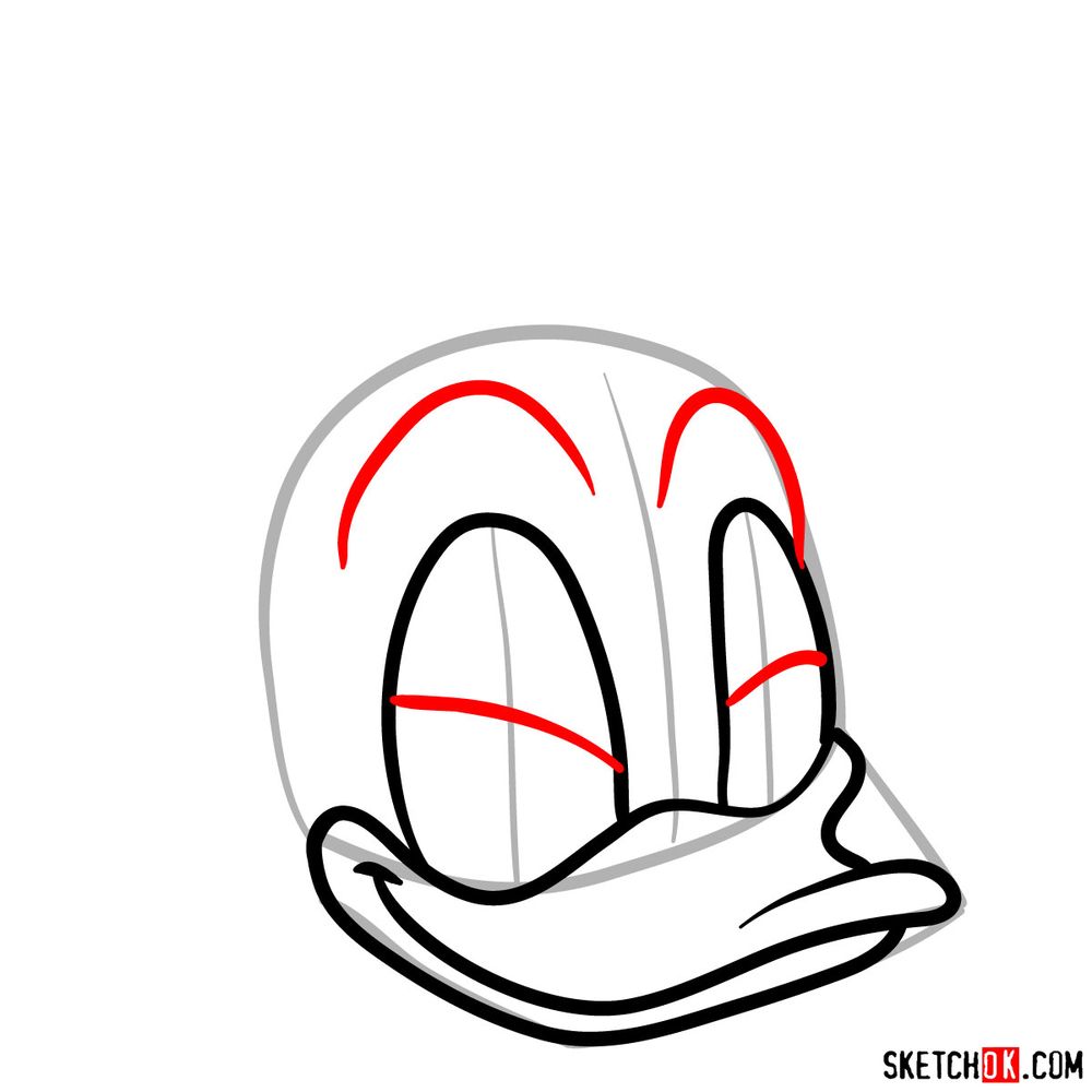 How to draw Daisy Duck's face - step 06