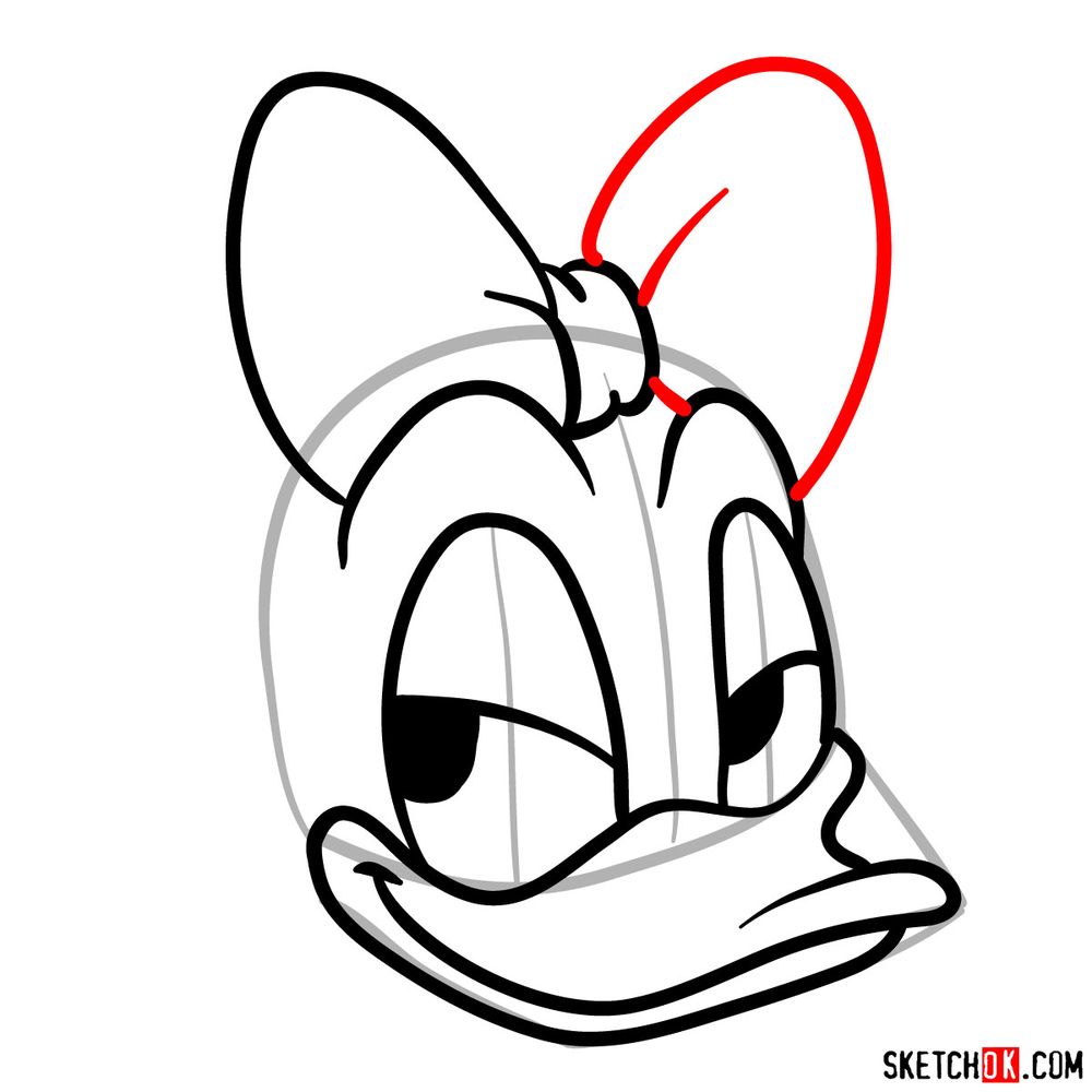 How to draw Daisy Duck's face - step 09