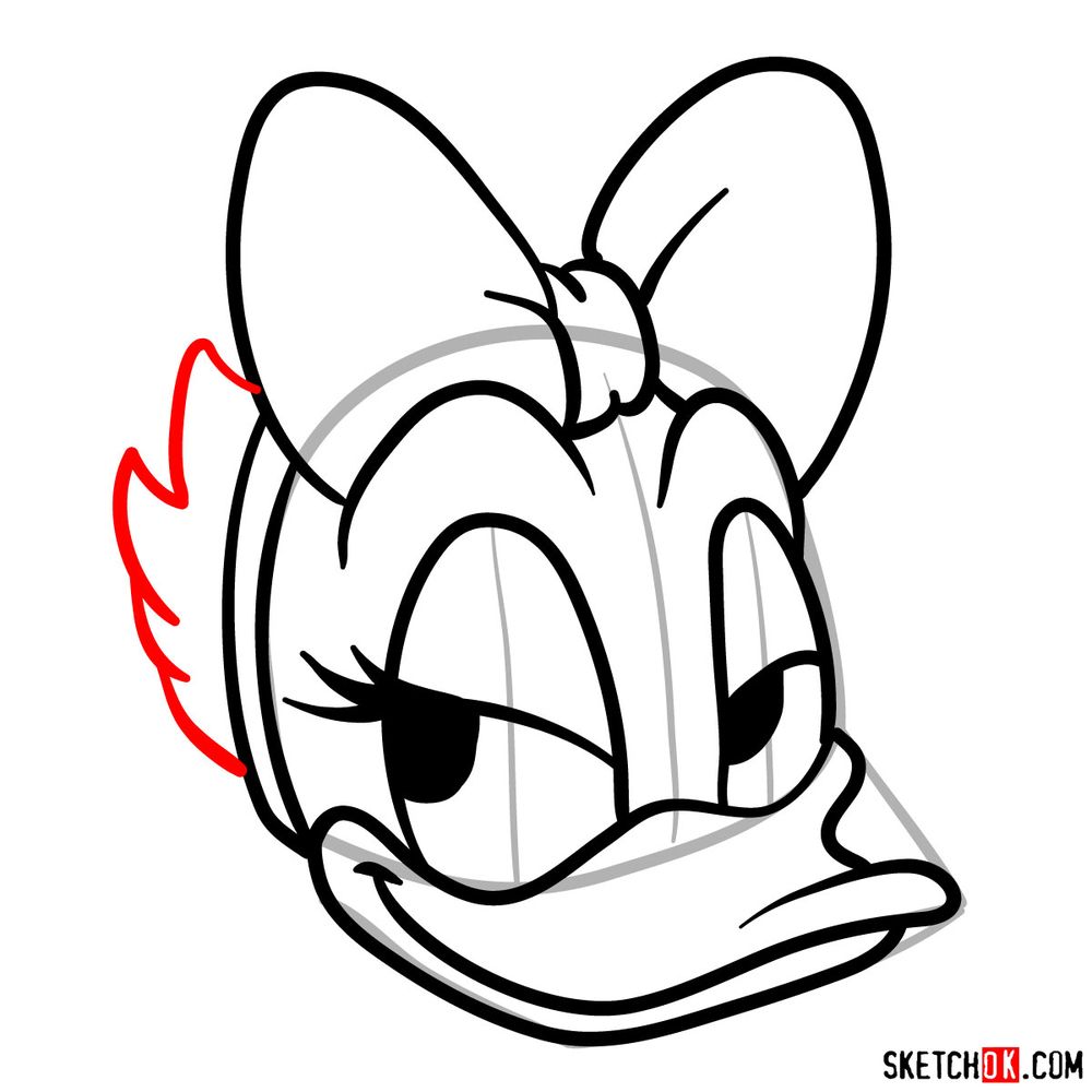 How to draw Daisy Duck's face - step 11
