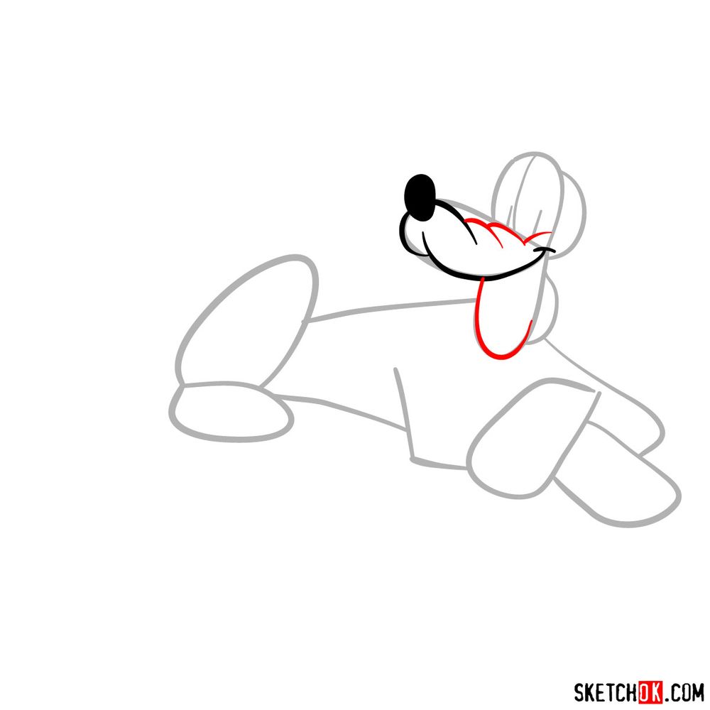 How to draw lying Pluto - step 04