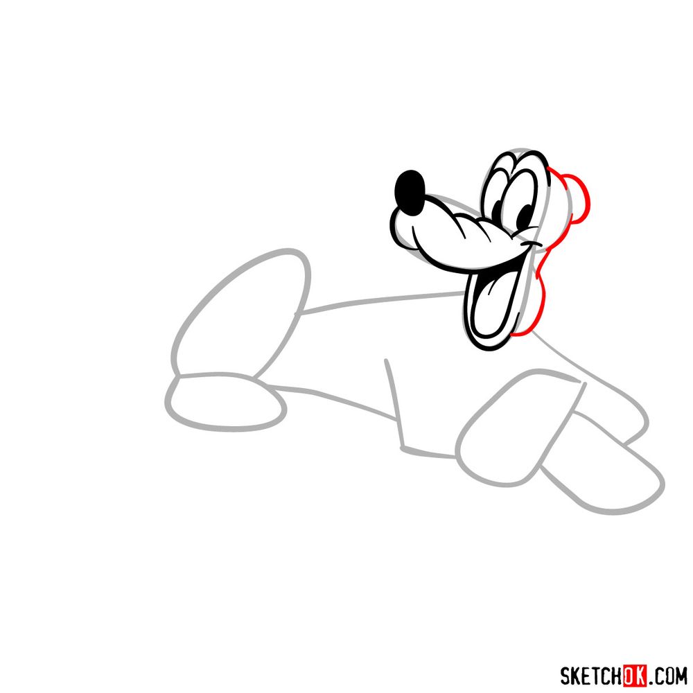 How to draw lying Pluto - step 07