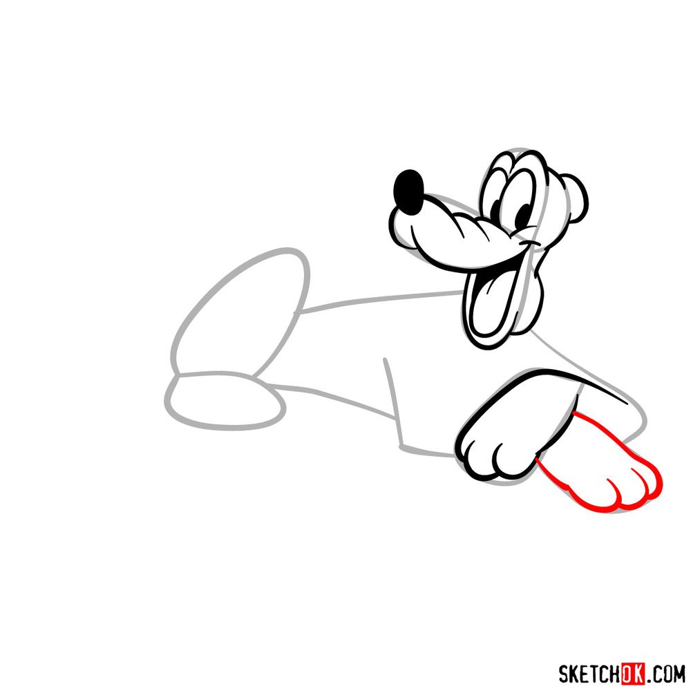 How to draw lying Pluto - step 09