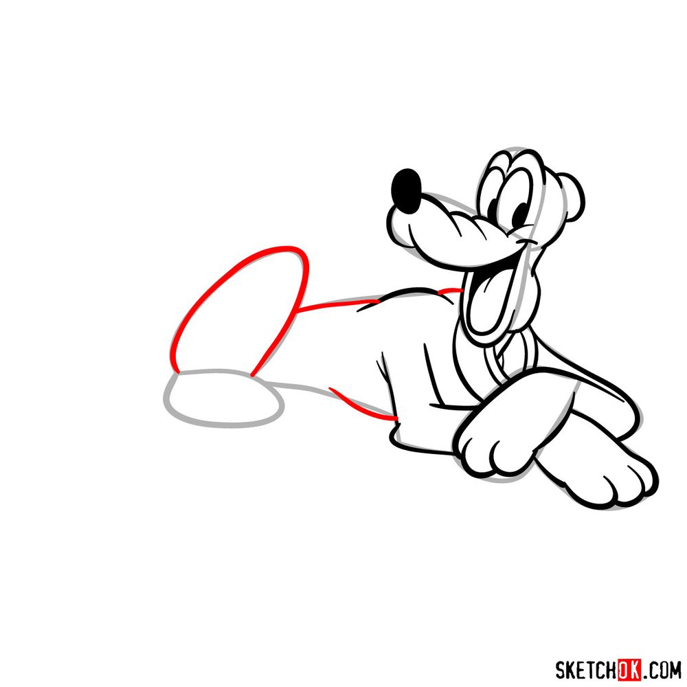 How to draw lying Pluto - step 12